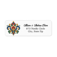 Norwegian Rosemaling Return Address Label