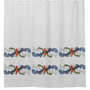Norwegian Rosemaling Scandinavian Folk Art Scrolls Shower Curtain