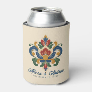 Norwegian Rosemaling Wedding Can Cooler