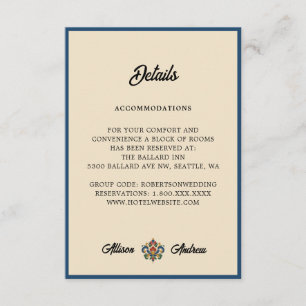 Norwegian Rosemaling Wedding Details Enclosure Card
