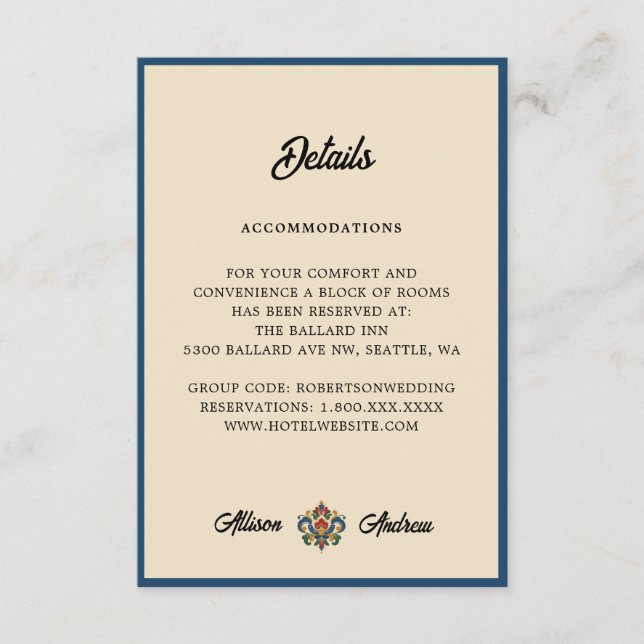 Norwegian Rosemaling Wedding | Details Enclosure Card (Front)