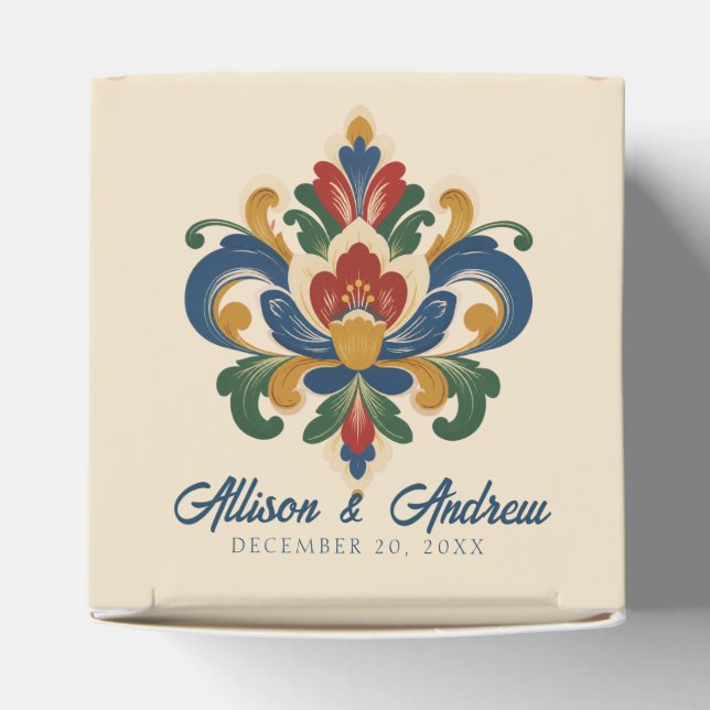 Norwegian Rosemaling Wedding  Favour Box (Top)