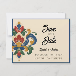 Norwegian Rosemaling Wedding Save The Date