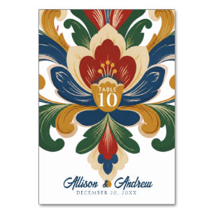 Norwegian Rosemaling Wedding Table Number