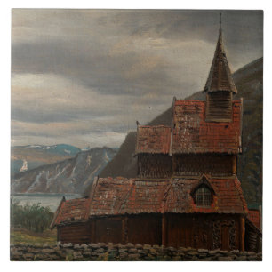 Norwegian Stave Church (by Knud Baade) Tile