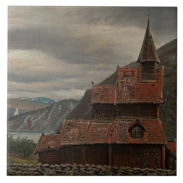 Norwegian Stave Church (by Knud Baade) Tile (Front)