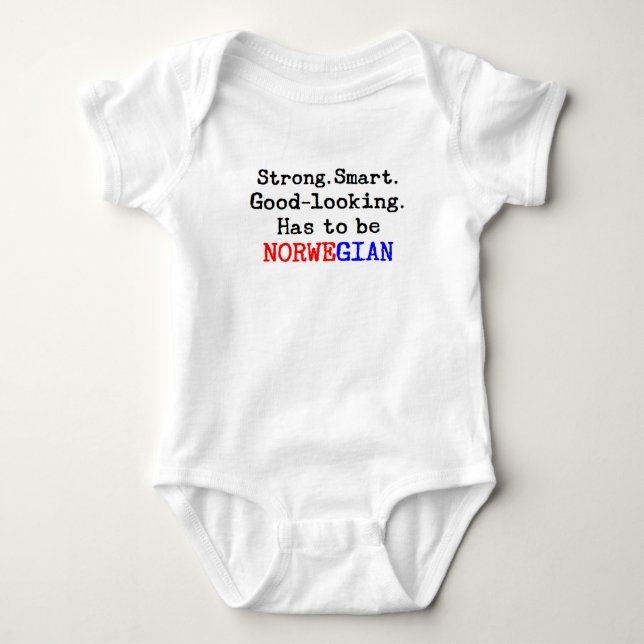 norwegian strong baby bodysuit (Front)