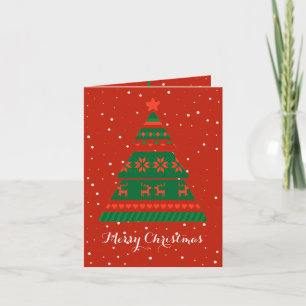 Norwegian style embroidered Christmas Tree, snow Card