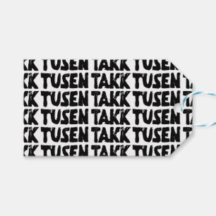 Norwegian "Thank You" Black and White Lino Cut Gift Tags