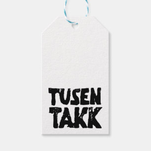 Norwegian "Thank You" Black and White Lino Cut Gift Tags