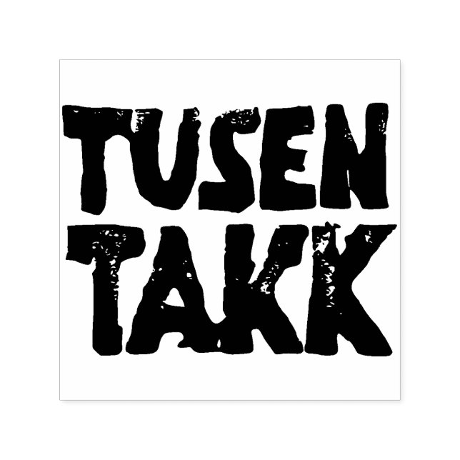 Norwegian "Thank You" Black and White Lino Cut Self-inking Stamp (Design)