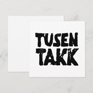 Norwegian "Thank You" Black and White Lino Cut Thank You Card