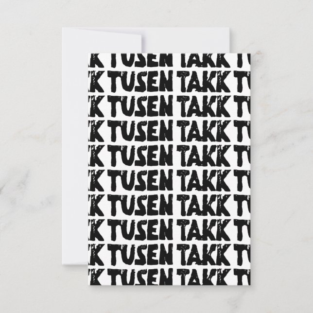 Norwegian "Thank You" Black and White Lino Cut Thank You Card (Front)