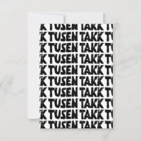 Norwegian "Thank You" Black and White Lino Cut