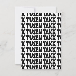 Norwegian "Thank You" Black and White Lino Cut Thank You Card