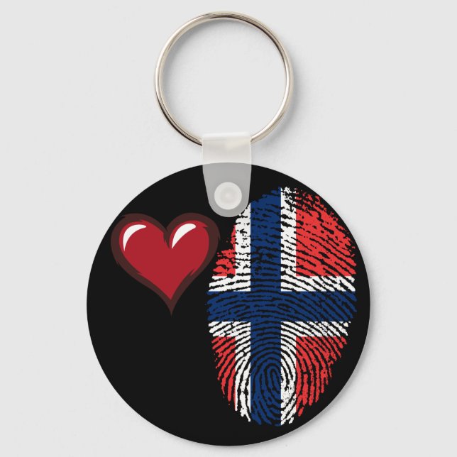 Norwegian touch fingerprint flag key ring (Front)