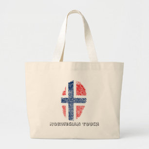 Norwegian touch fingerprint flag large tote bag