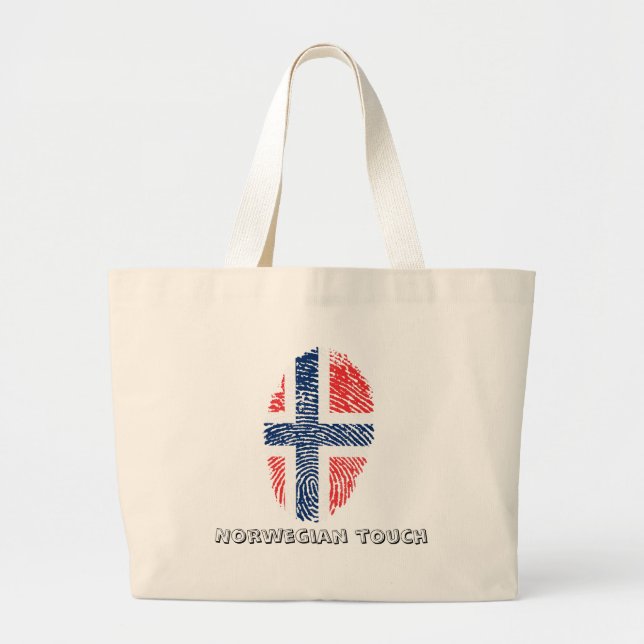 Norwegian touch fingerprint flag large tote bag (Front)