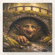 Norwegian Troll Hiding Under Bridge, Glass Coaster