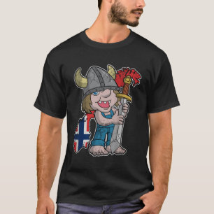 Norwegian Troll Norway Flag Norge Distressed T-Shirt