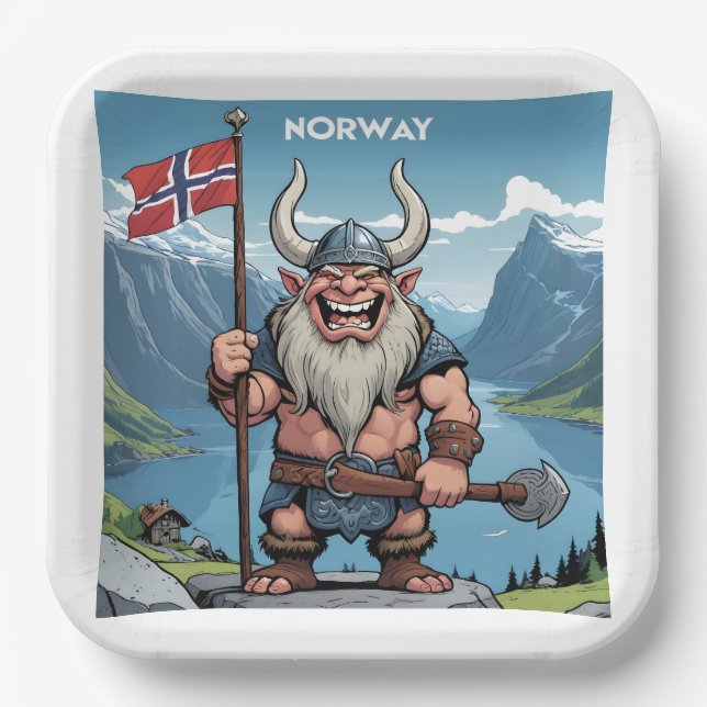 Norwegian Troll Paper Plate (Front)
