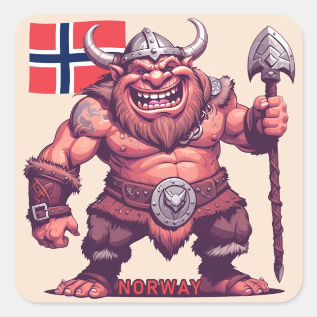 Norwegian Troll Square Sticker (Front)