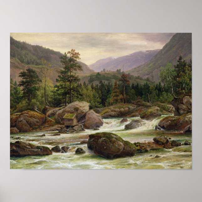 Norwegian Waterfall, 1840 Poster (Front)