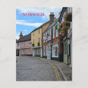 Norwich colourful buildings view postcard