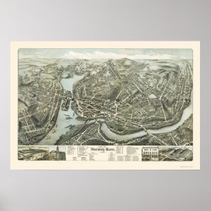 Norwich CT Panoramic Map - 1876 Poster