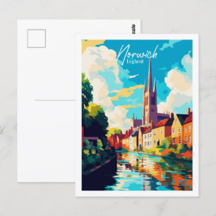Norwich England vintage travel  Postcard