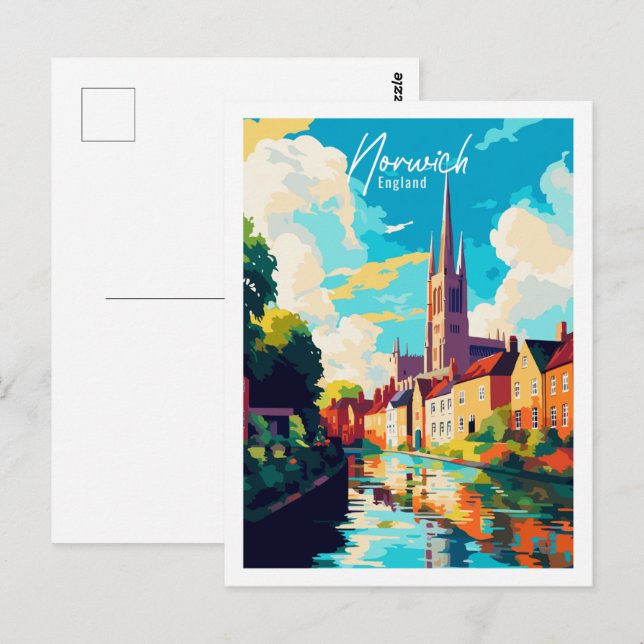 Norwich England vintage travel  Postcard (Front/Back)