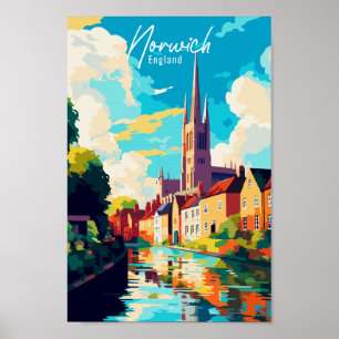 Norwich England vintage travel  Poster