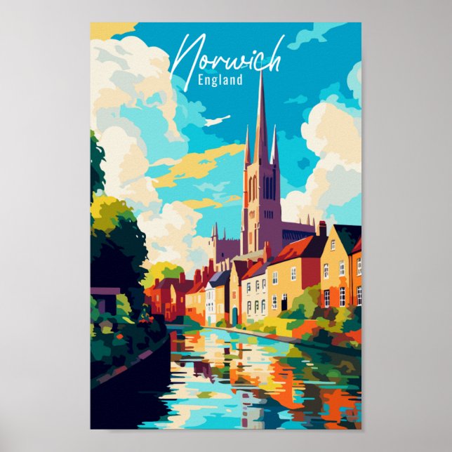 Norwich England vintage travel  Poster (Front)