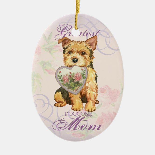 Norwich Heart Mum Ceramic Tree Decoration (Front)