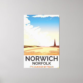 Norwich, Norfolk vintage style rail travel poster Canvas Print