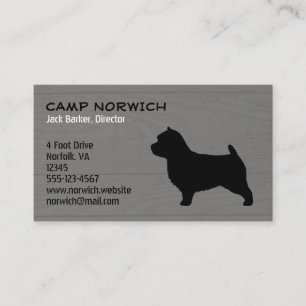 Norwich Terrier Dog Breed Silhouette Faux Wood Business Card