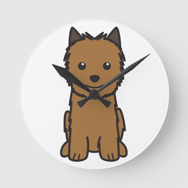 Norwich Terrier Dog Cartoon Round Clock (Front)