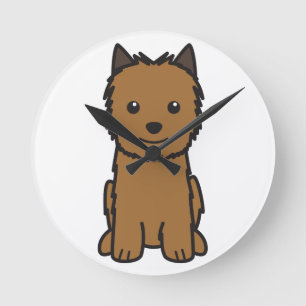 Norwich Terrier Dog Cartoon Round Clock