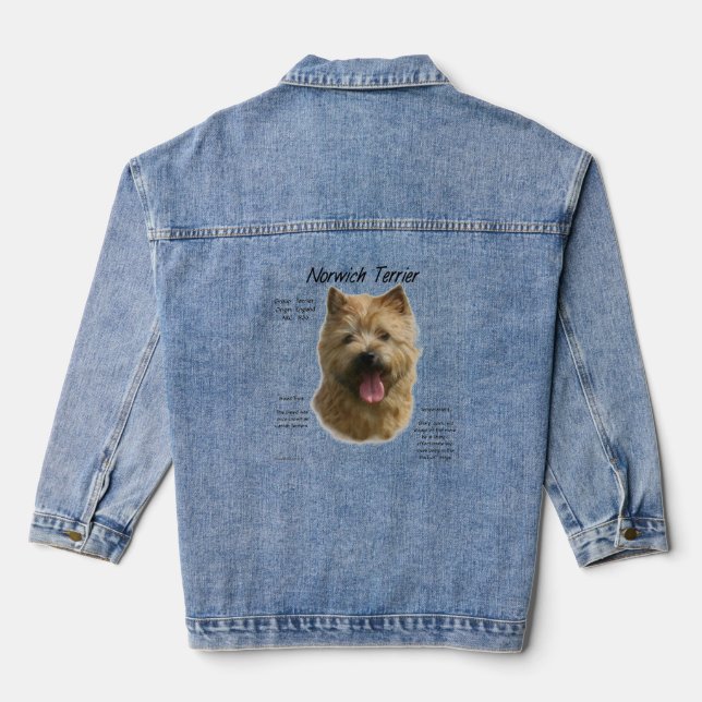 Norwich Terrier History Design Denim Jacket (Back)