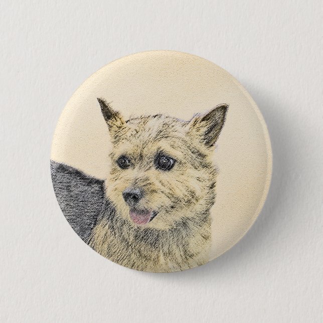 Norwich Terrier Painting - Cute Original Dog Art 6 Cm Round Badge (Front)