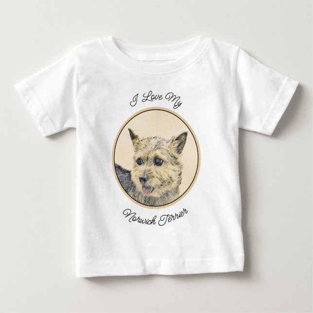 Norwich Terrier Painting - Cute Original Dog Art Baby T-Shirt (Front)