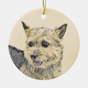 Norwich Terrier Painting - Cute Original Dog Art Ceramic Tree Decoration