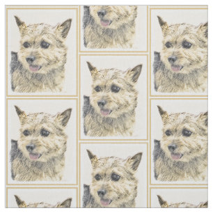 Norwich Terrier Painting - Cute Original Dog Art Fabric