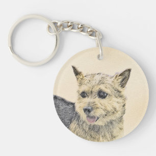 Norwich Terrier Painting - Cute Original Dog Art Key Ring