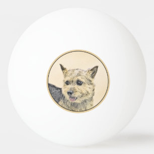 Norwich Terrier Painting - Cute Original Dog Art Ping Pong Ball