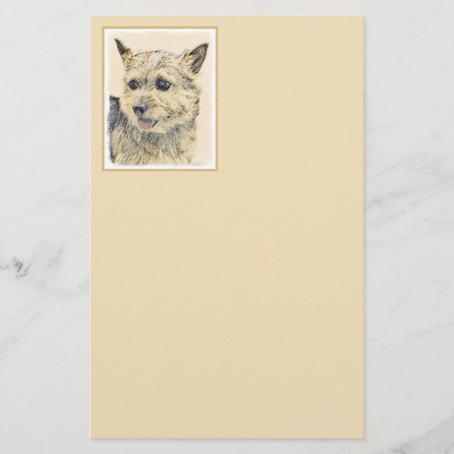 Norwich Terrier Painting - Cute Original Dog Art Stationery (Front)