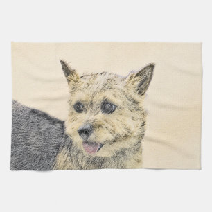 Norwich Terrier Painting - Cute Original Dog Art Tea Towel