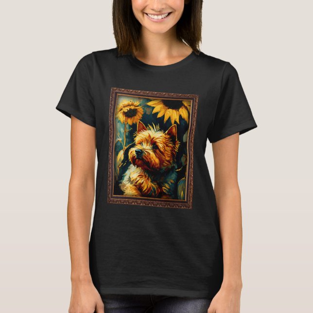 Norwich Terrier Painting Sunflower Flower Mom Wome T-Shirt (Front)