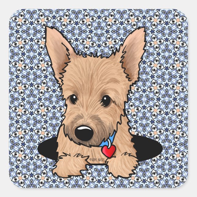 Norwich Terrier Puppy Square Sticker (Front)