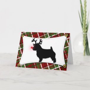 Norwich Terrier Reindeer Christmas Card